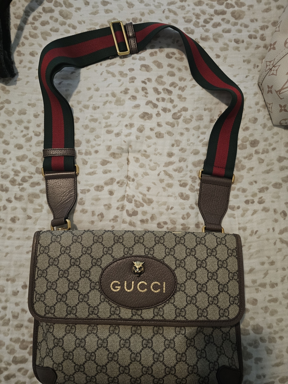 Gucci GG Monogram Neo Crossbody with Green-Red Web Stripe